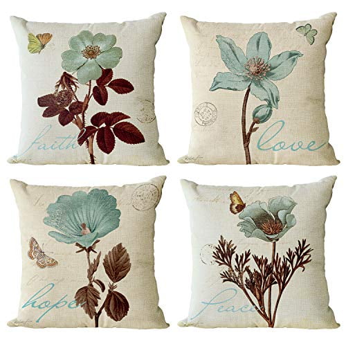 Flower Leaf Print Cotton Linen Pillow Case Throw Sofa Cushion Cover Home Decor Flower Leaf Print Cotton Linen Pillow Case Throw Sofa Cushion Cover Home Decor